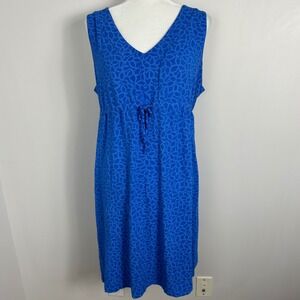 Fresh Produce Blue Tie Front V-Neck‎ Shift Dress Womens Sz Large USA Style 21704